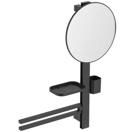 IS Комплект аксессуаров ALU+ Beauty Bar M: штанга, зеркало, полочка, полот-тель, стакан; черный мат.